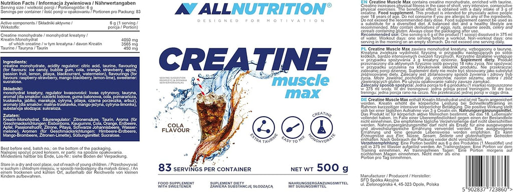 ALL NUTRITION® CREATINE MUSCLE MAX 500g