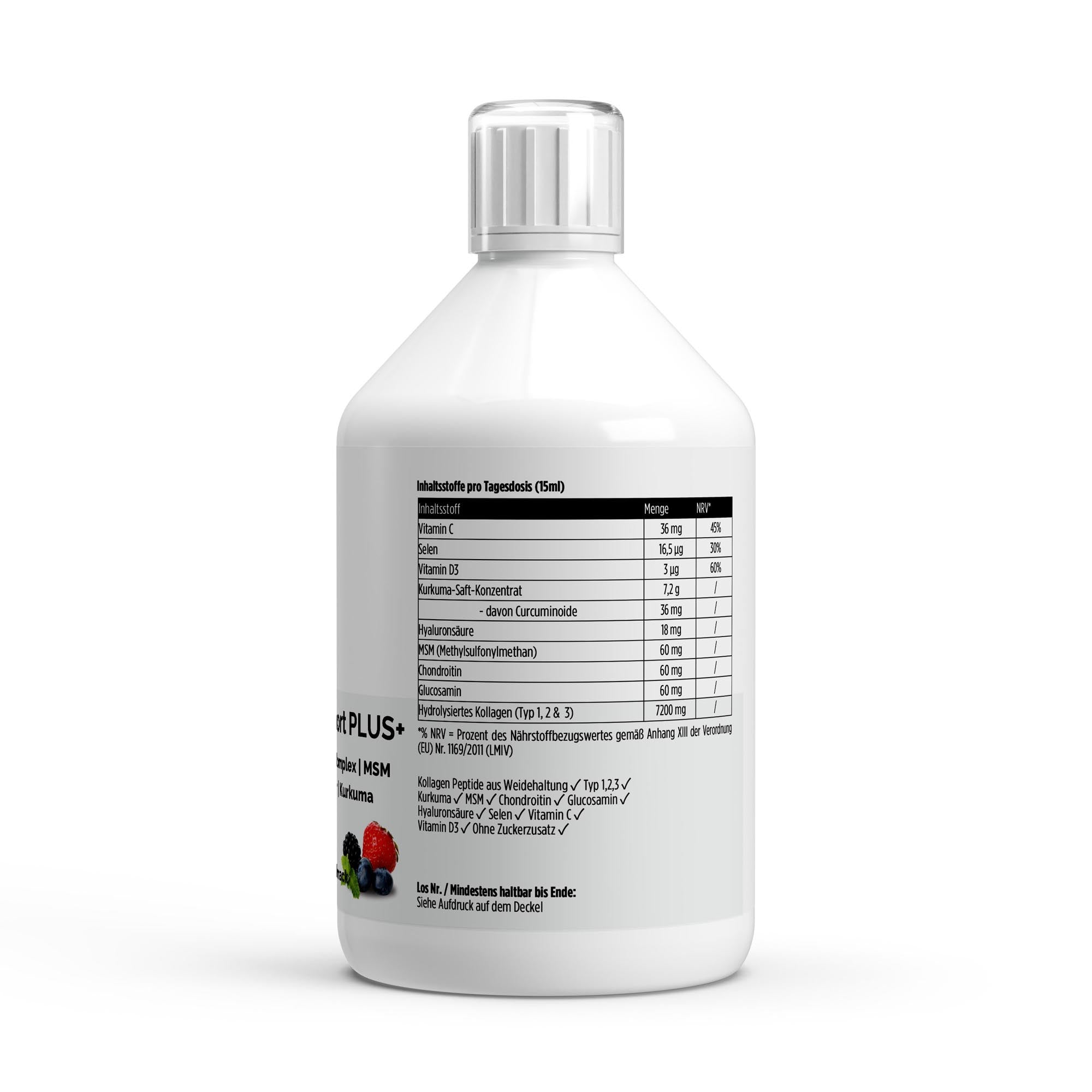 Kollagen Support PLUS+ Shots (1500 DA) - Wild Berry - 500ml