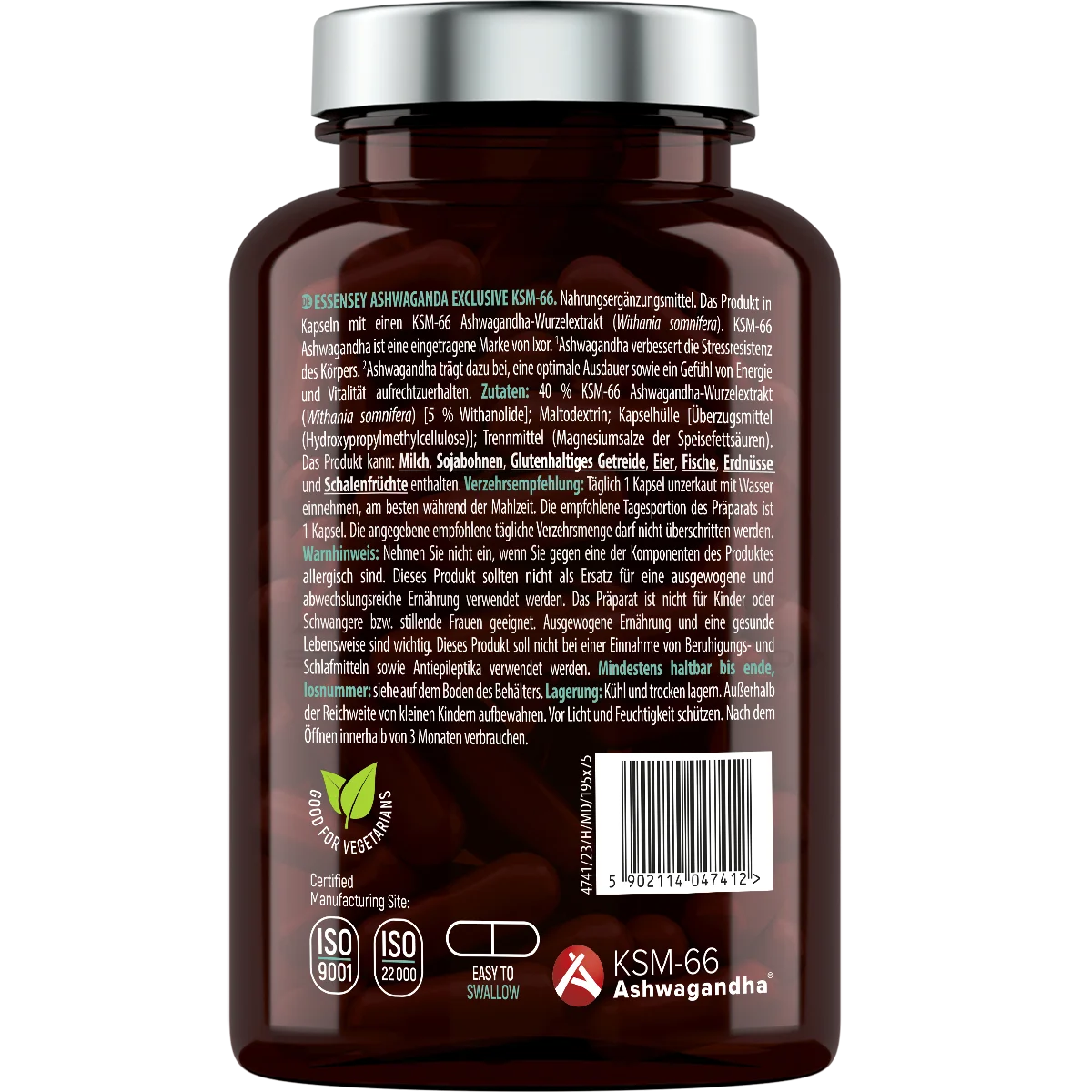 Essensey® ASHWAGANDHA EXCLUSIVE KSM-66 90 Kapseln