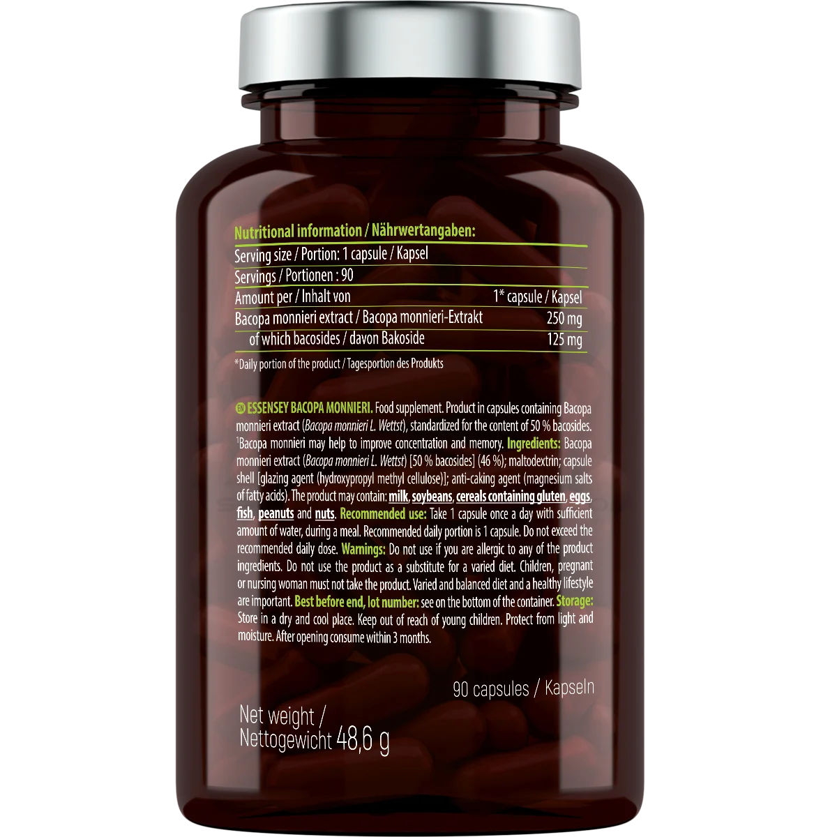 Essensey® BACOPA MONNIERI 250mg (Brahmi) 90 Kapseln