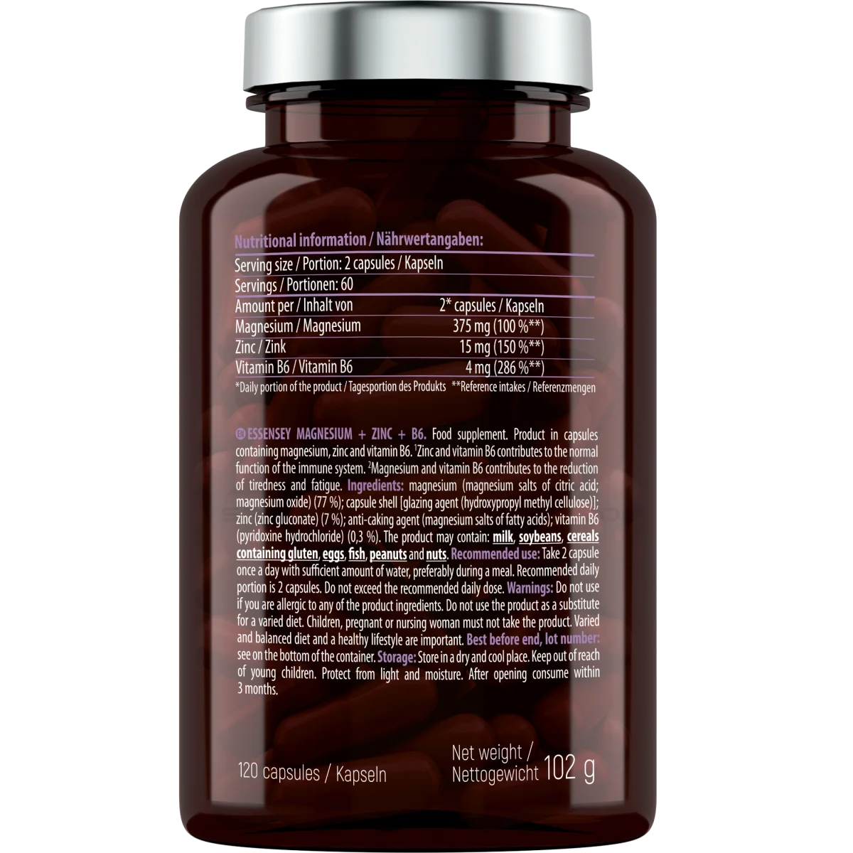 Essensey® MAGNESIUM + ZINC + B6 120 Kapseln
