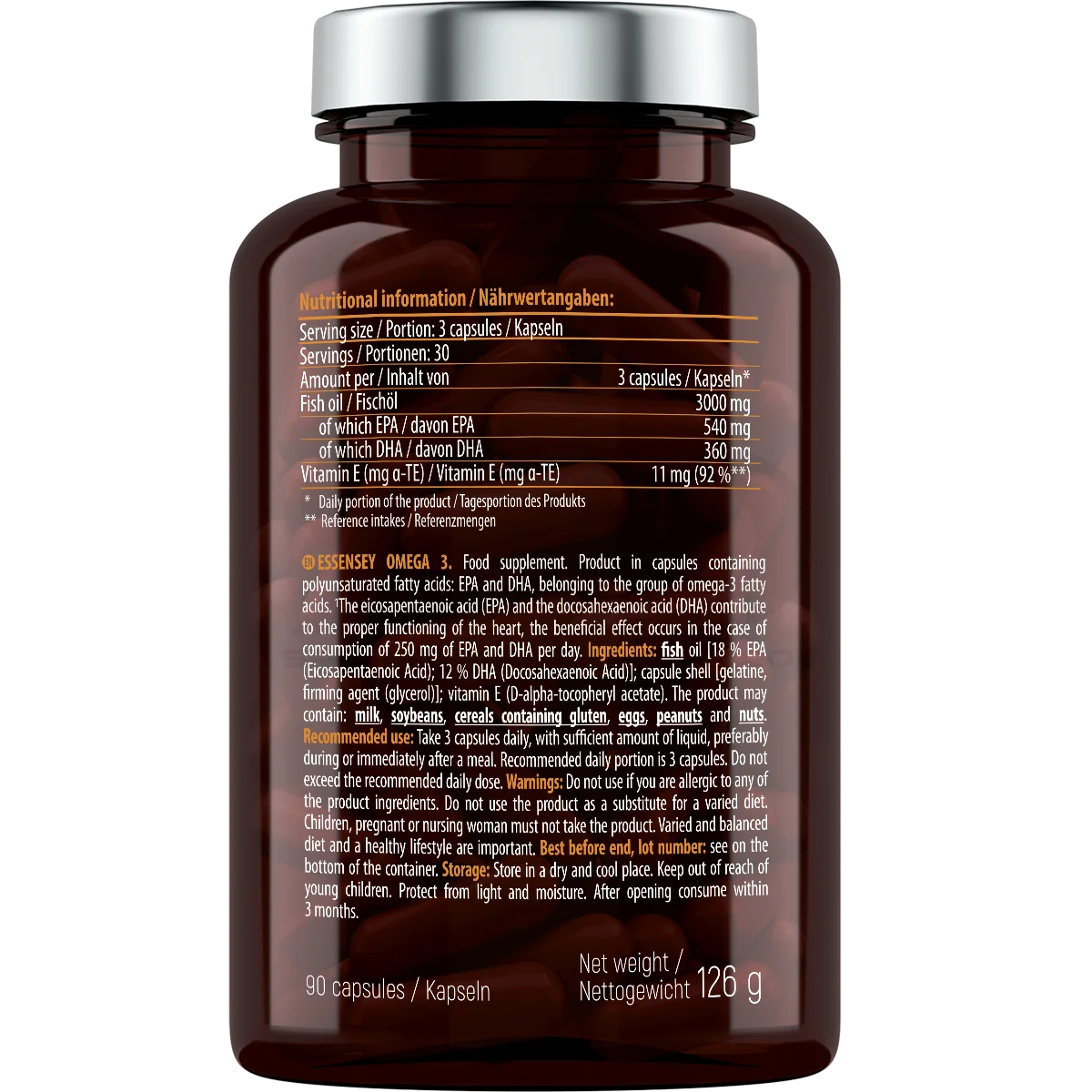 Essensey® OMEGA 3 - STRONG (540 EPA  360 DHA) 90 Kapseln