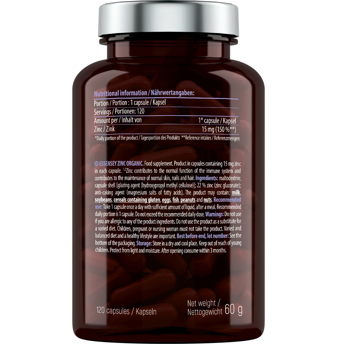 Essensey® ZINC ORGANIC 15mg 120 Kapseln