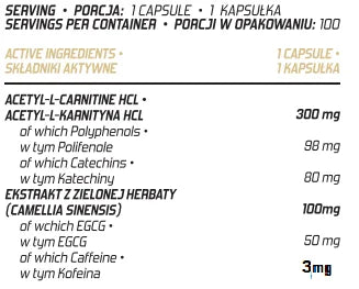 EVOLITE® ACETYL L-CARNITINE + GREEN TEA 100 Kapseln