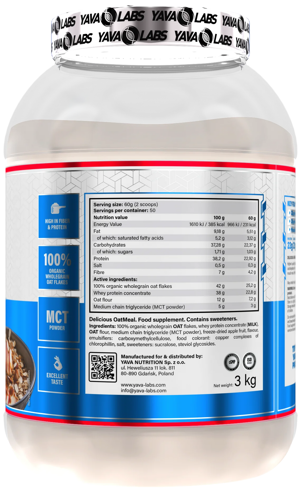 YAVA LABS® Oatmeal 3kg