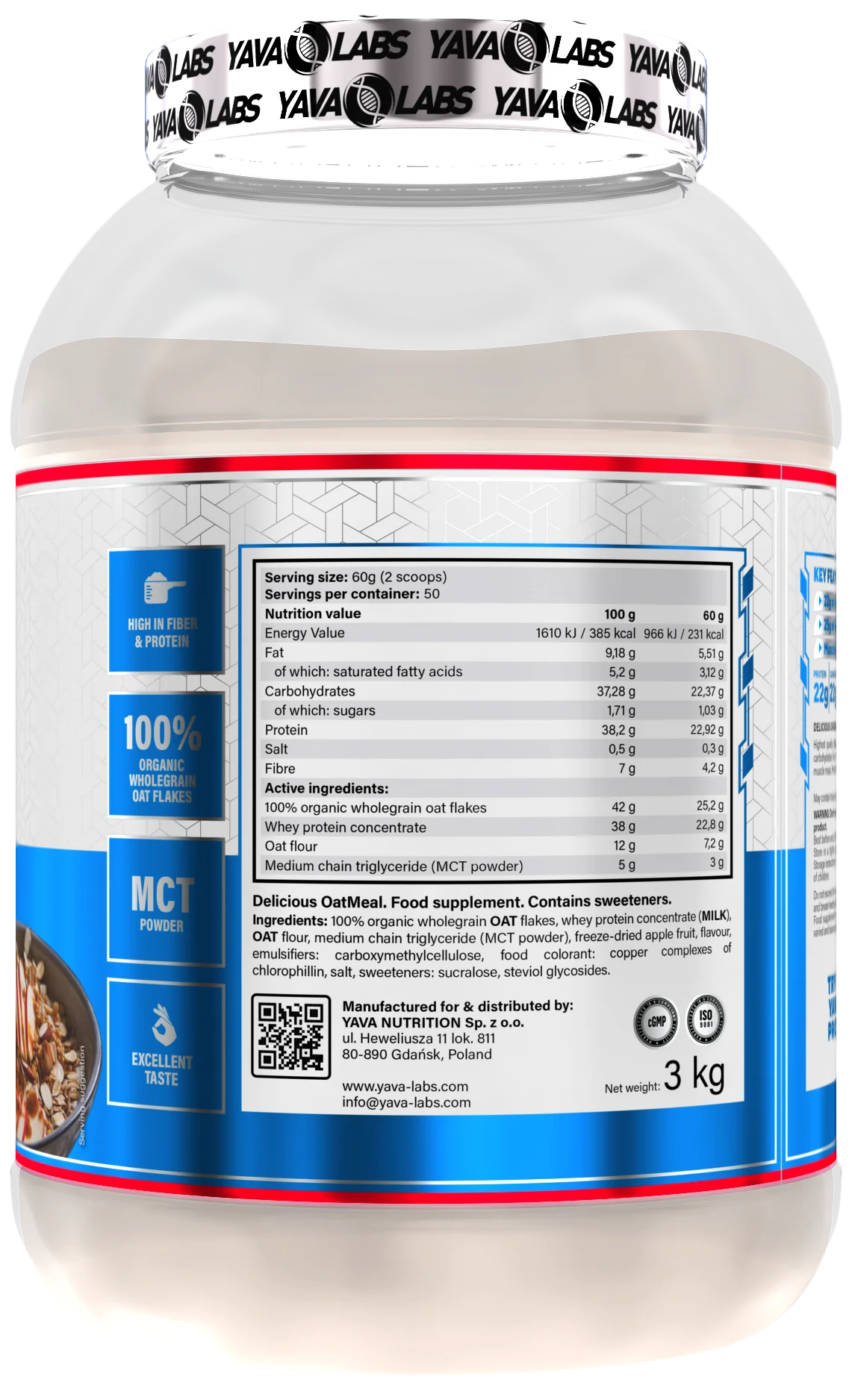 YAVA LABS® Oatmeal 3kg