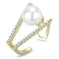 Flash-Gold-Messingring mit synthetischer Perle in Weiß