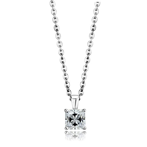 Rhodinierter Kettenanhänger aus 925er Sterlingsilber mit Zirkonia (AAA-Qualität)