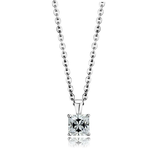 Rhodinierter Kettenanhänger aus 925er Sterlingsilber mit Zirkonia (AAA-Qualität)