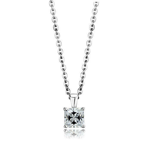 Rhodinierter Kettenanhänger aus 925er Sterlingsilber mit Zirkonia (AAA-Qualität)
