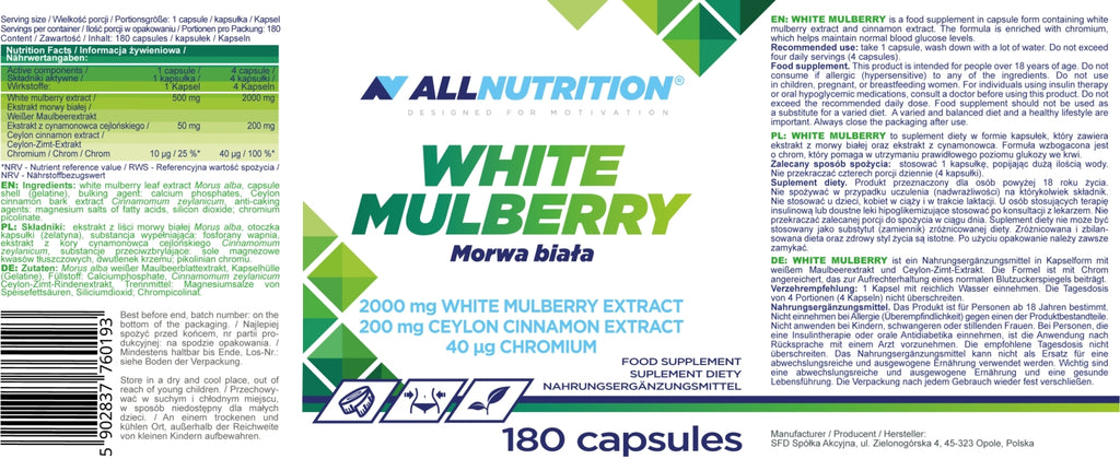 ALL NUTRITION® WHITE MULBERRY 2000mg 180 Kapseln