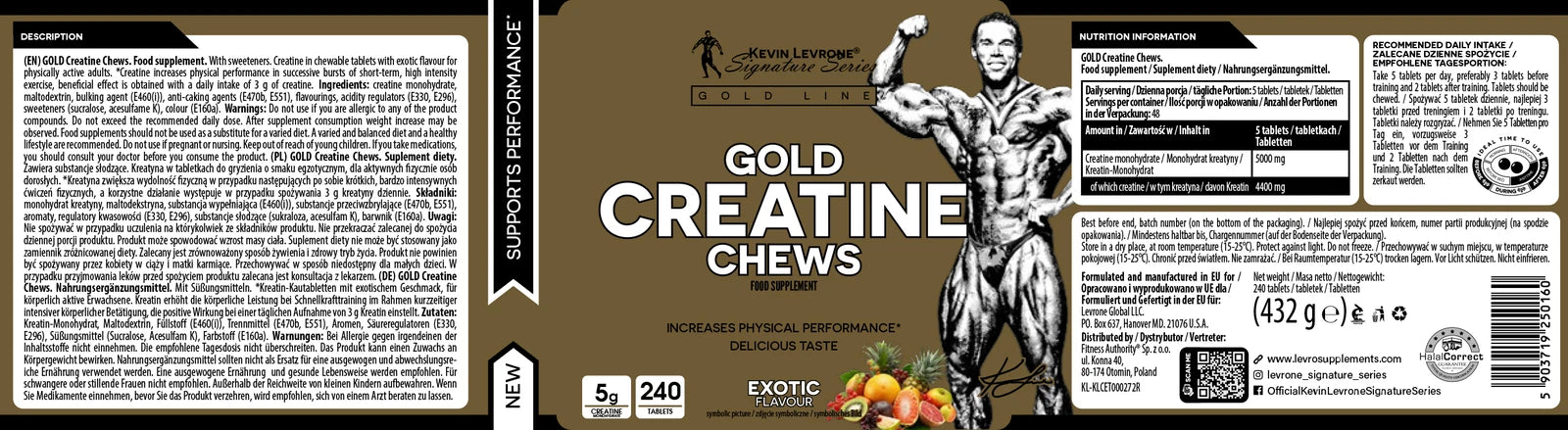 Kevin Levrone® Gold CREATINE CHEWING GUMS 240 Stück