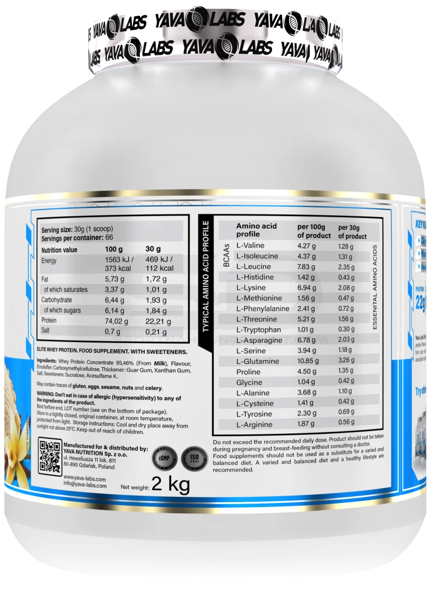 YAVA LABS® ELITE WHEY Protein 2kg